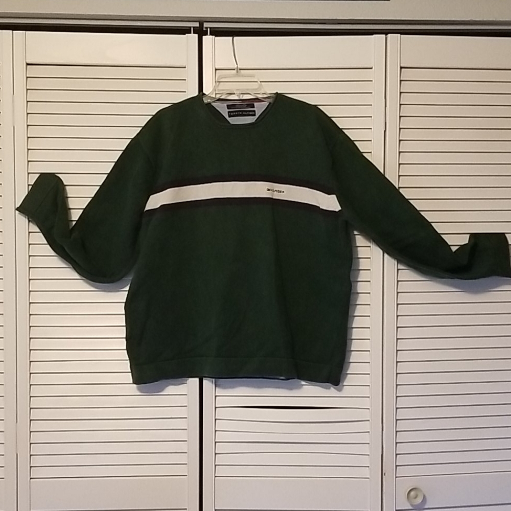 Tommy Hilfiger green sweater with strip
